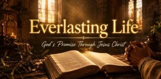 Open Bible showing everlasting life meaning in John 3:16