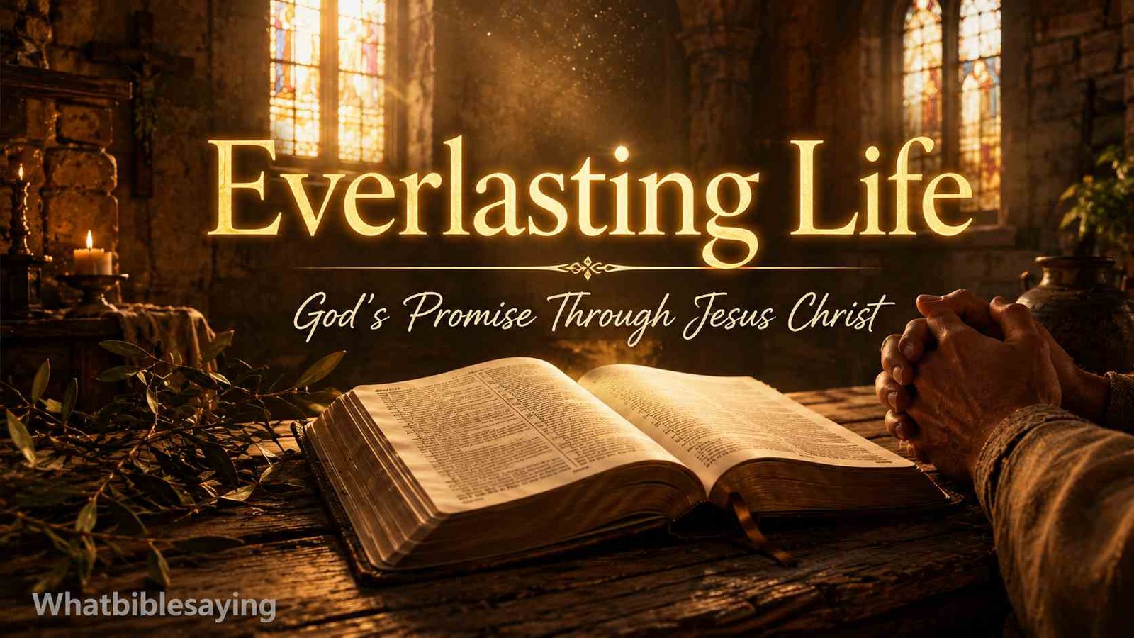Open Bible showing everlasting life meaning in John 3:16