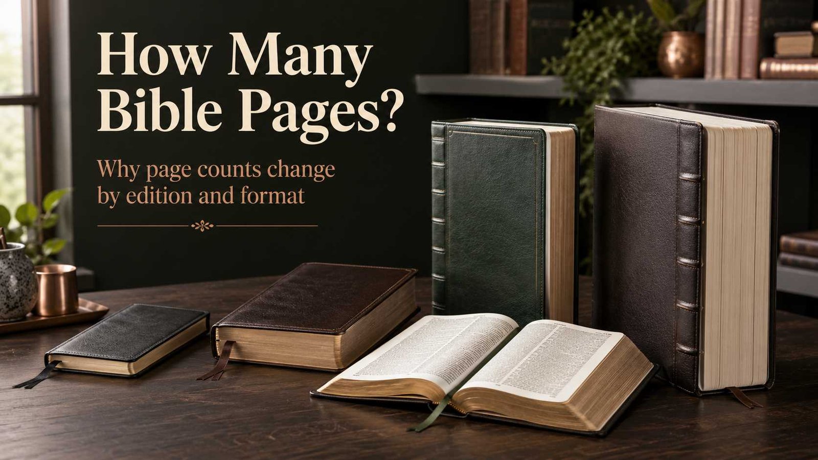 How many pages are in the Bible shown across different editions