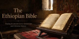 How old is the Ethiopian Bible shown as an ancient Geʿez manuscript