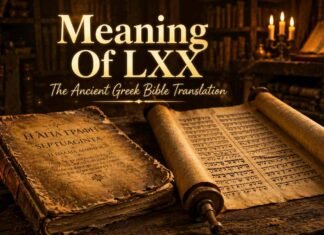 What Does LXX Mean In The Bible? Ancient Septuagint manuscript explaining what LXX means in the Bible