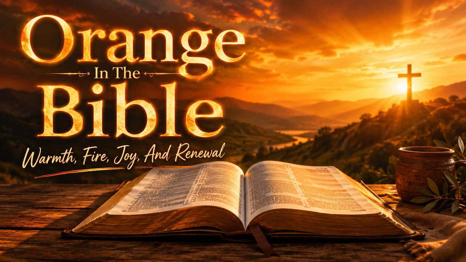 Open Bible with warm orange light symbolizing spiritual meaning
