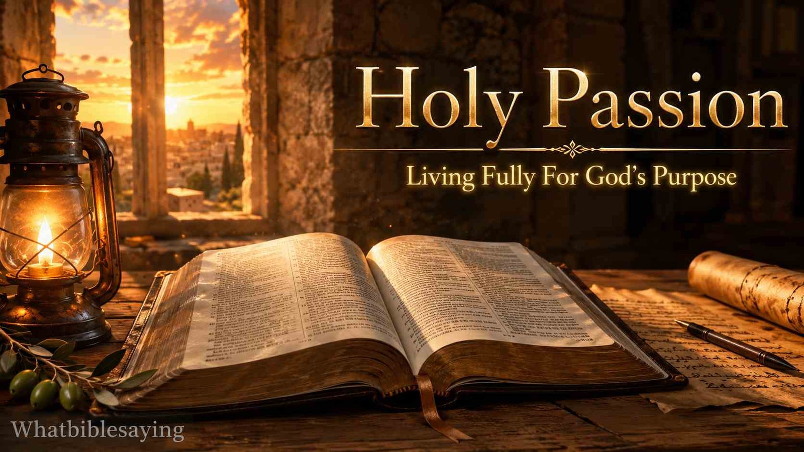 Open Bible glowing beside candlelight about biblical passion