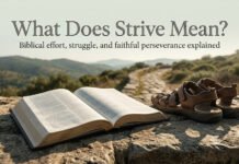 What Does Strive Mean in the Bible? Meaning, Verses, and Context What Does Strive Mean in the Bible shown through an open Scripture