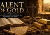 Talent of gold in the Bible beside ancient scales and Scripture