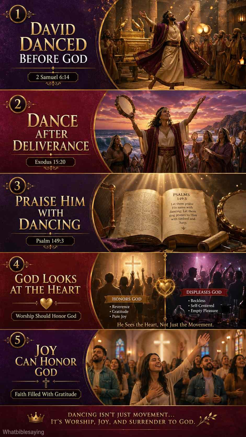 Modern infographic about what the Bible says about dance and worship