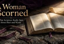 A Woman Scorned in the Bible: What Scripture Really Says A Woman Scorned in the Bible with open Scripture and broken cord