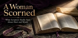 A Woman Scorned in the Bible with open Scripture and broken cord
