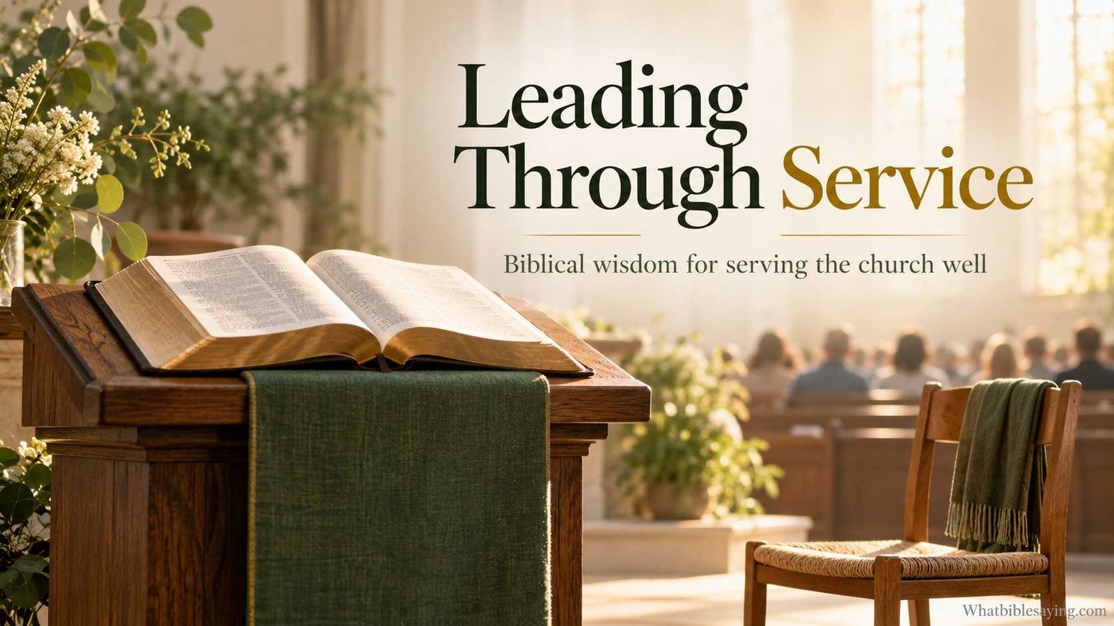 Open Bible beside a church leader serving others