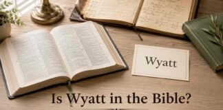 Is the name Wyatt in the Bible beside an open Bible study page