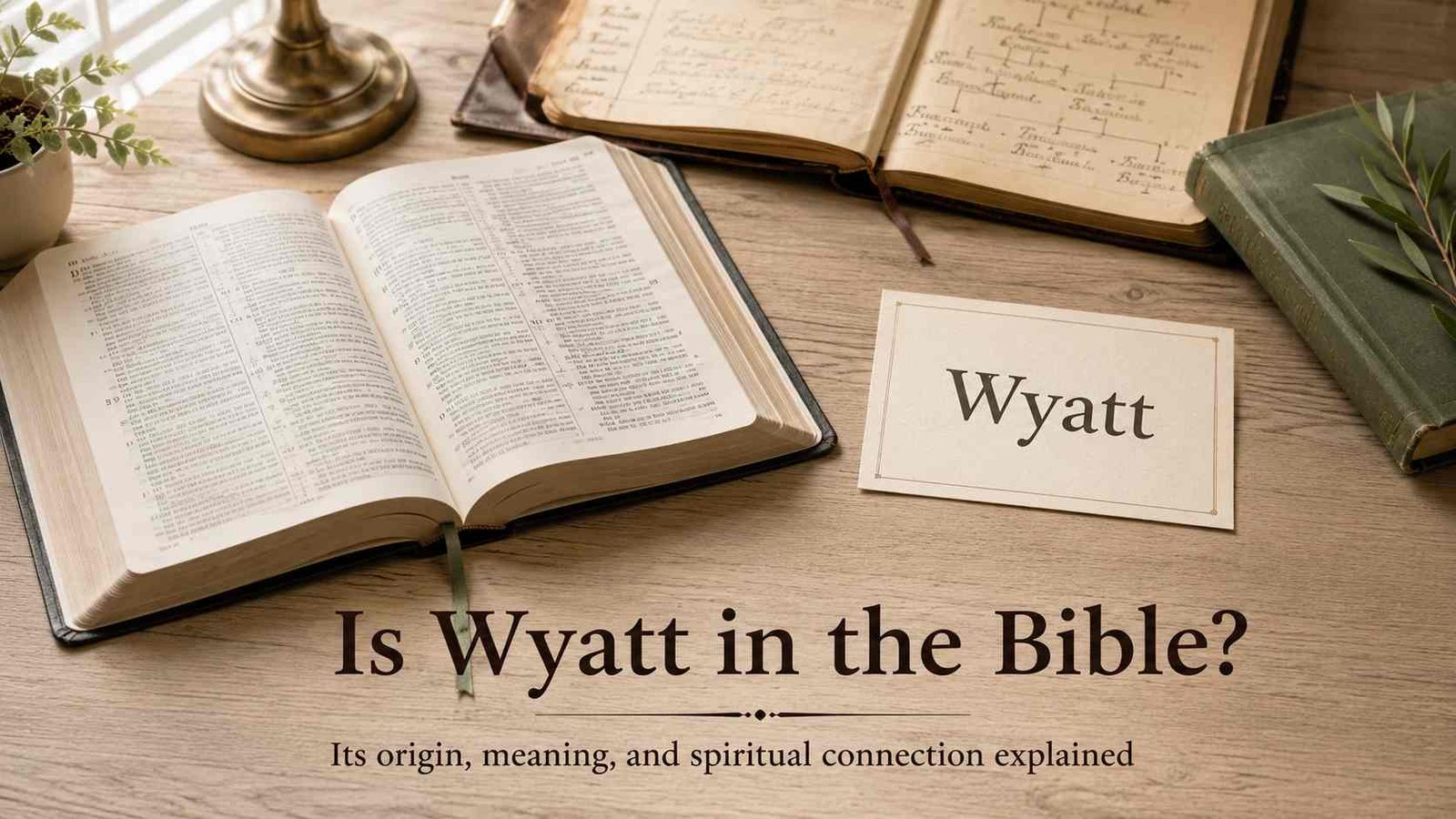 Is the name Wyatt in the Bible beside an open Bible study page