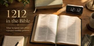 What Does 1212 Mean in the Bible with open Scripture and clock