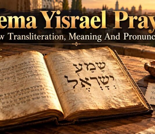 Shema Yisrael Prayer Transliteration: Hebrew, English and Meaning Shema Yisrael prayer transliteration beside Hebrew Scripture